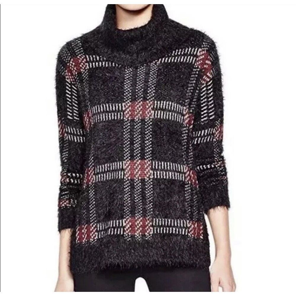 ANTHROPOLOGIE SANCTUARY Women's XS Xsmall Sweater Shirt Top Plaid Turtleneck‎